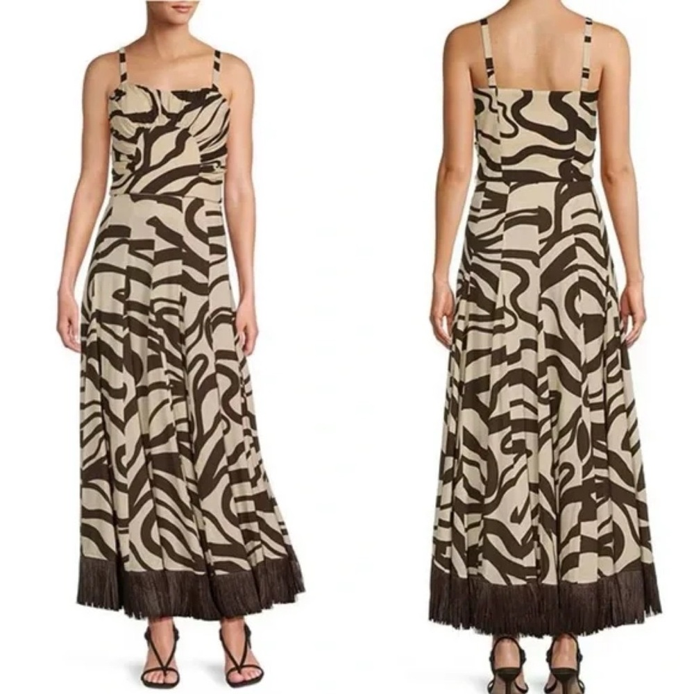 NWT ANTONIO MELANI Style Somers Swirl Print Linen Blend Straw Trim Two Piece Set - Picture 3 of 13